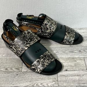 Patricia Nash Mirrella Sunflower Shoes Women's 6.5M Black Leather Slingback